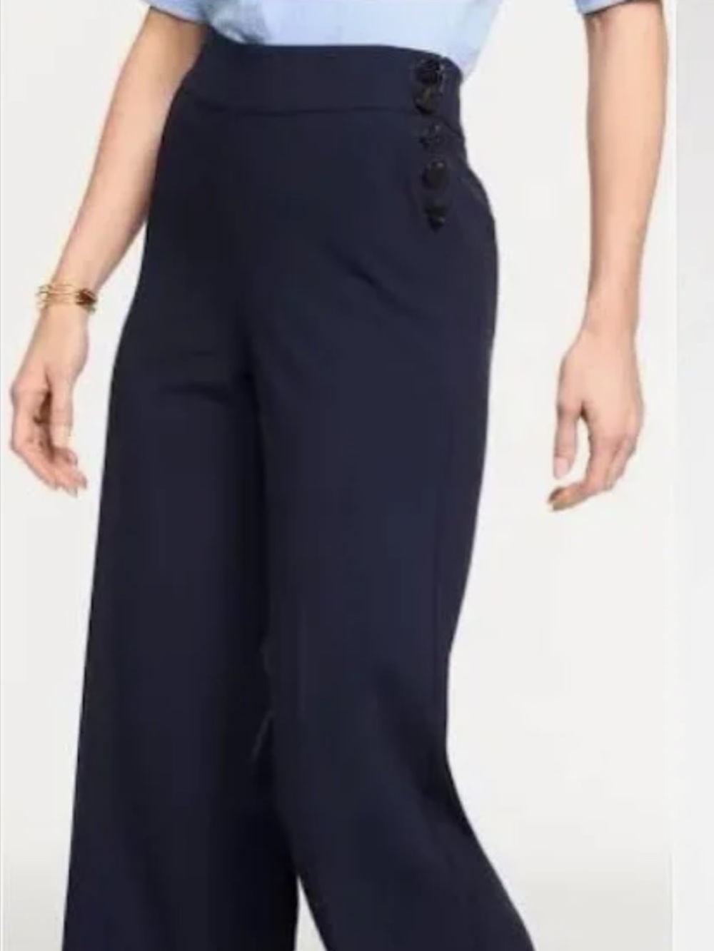 Talbots Navy Greenwich Wide-Leg Dress Pants Business Casual Work Wear size 4P